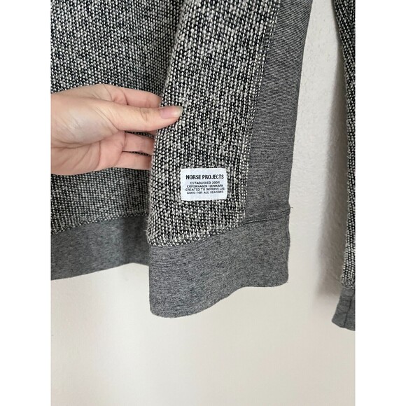 NORSE PROJECTS Men's Tristian Brushed Basket Sweater in Black/Ivory Size LARGE - Picture 3 of 7